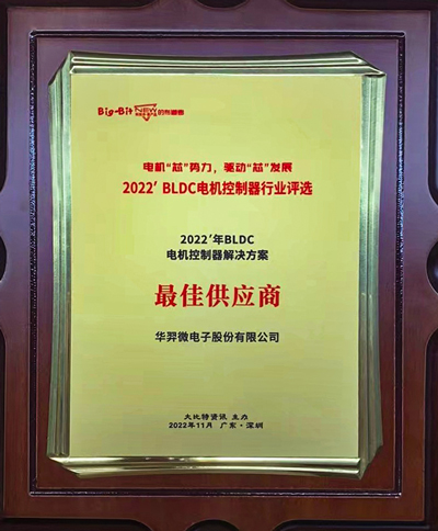 喜讯!龙八头号微电荣获 “2022年BLDC电机控制器解决方案最佳供应商”